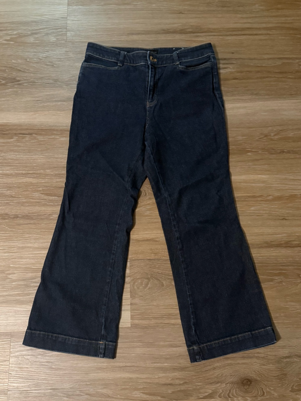 Talbots | Women's Dark Blue Flared Wide-Leg Jeans